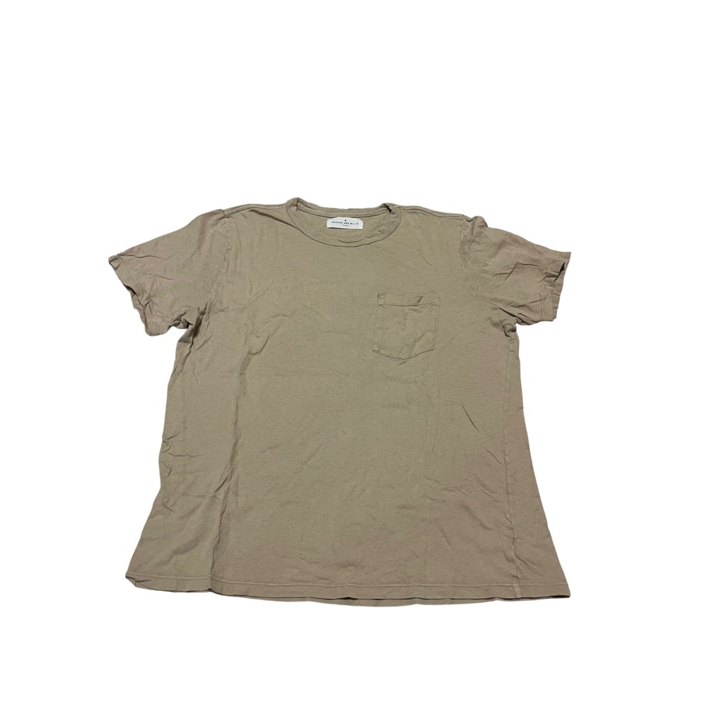 Imogene and Willie‎ Mens Distressed Pocket T-Shirt Tan Khaki Cotton Large